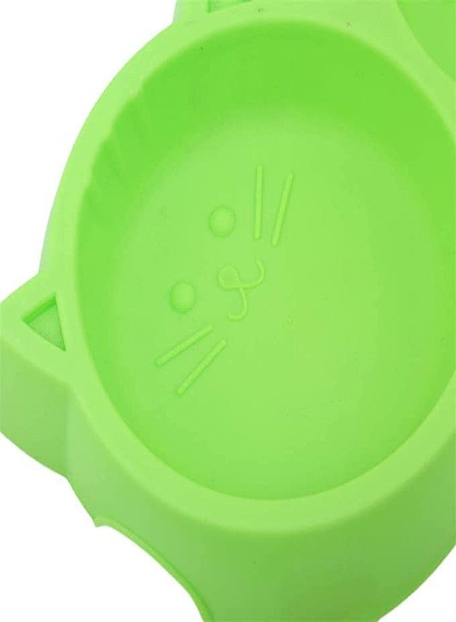Pups&Pets Pet Feeding Bowl - Cat Face Shaped Double Food and Water Bowl for Dogs and Cats (Green Color) - Pack of 1 - Image 4